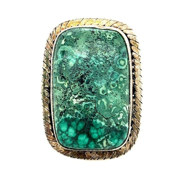 Sterling Silver 925 Green Stone Ring - Picture 1 of 7